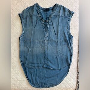 Scotch & Soda denim top lace up boho size 2 small / medium